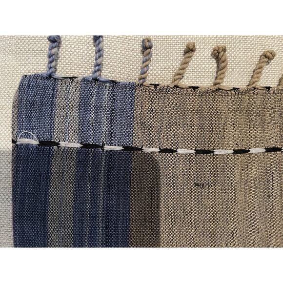 New McGee & Co Linen Blend Accent Pillow Cover Beige Blue Tan Textured - Picture 5 of 9